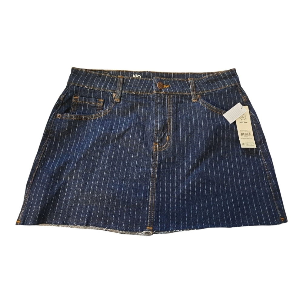 NWT No Boundaries Striped Denim Mini Skirt XS 0-2 Midrise